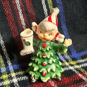 RARE Lefton Christmas Stocking Girl ~VINTAGE